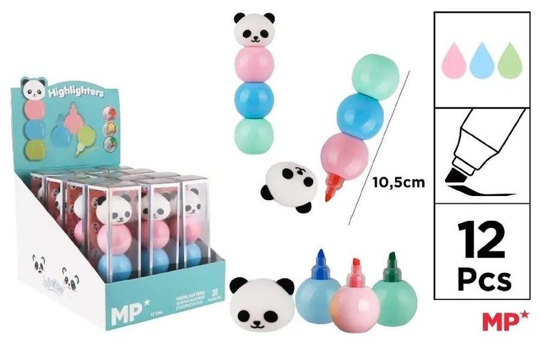 MP Main Paper, zakreślacz w kulce, Panda, 3 kolory, 1 szt.