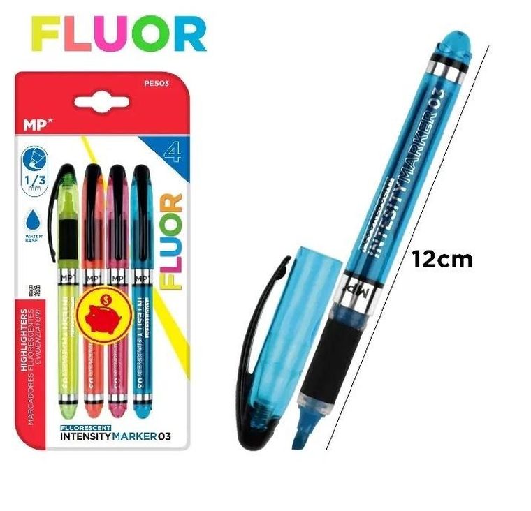 MP Main Paper, zakreślacze fluorescencyjne, 1,0-3,0 mm, 4 szt.