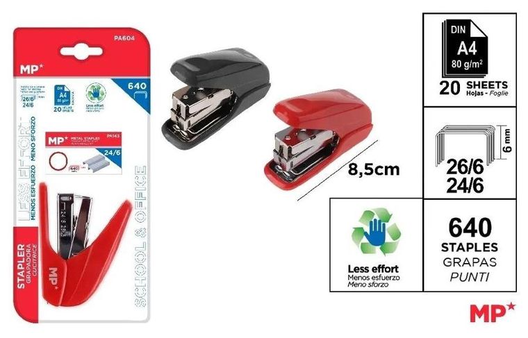 MP Main Paper, zszywacz ze zszywkami, duży, 60% mniej wysiłku, 24/6, 1 szt.