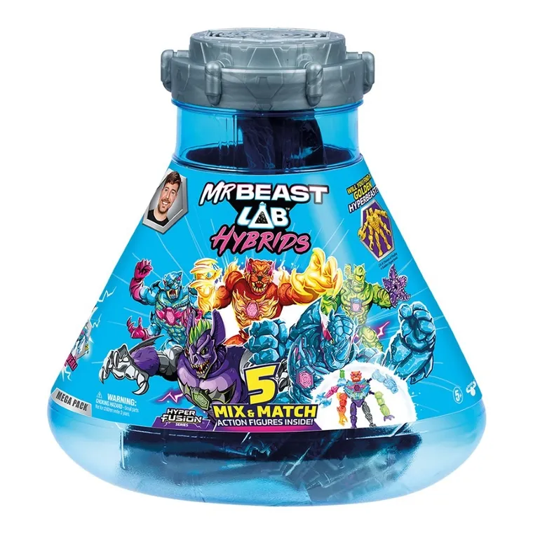 Mr Beast Lab, Hybrids, Hyper Fusion, kolba z figurkami mutantów, 5 szt.