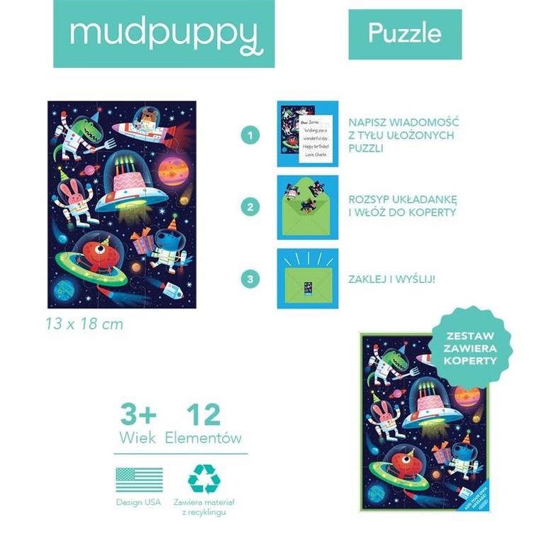Mudpuppy, Kosmos, puzzle-kartka z życzeniami, 12 elementów