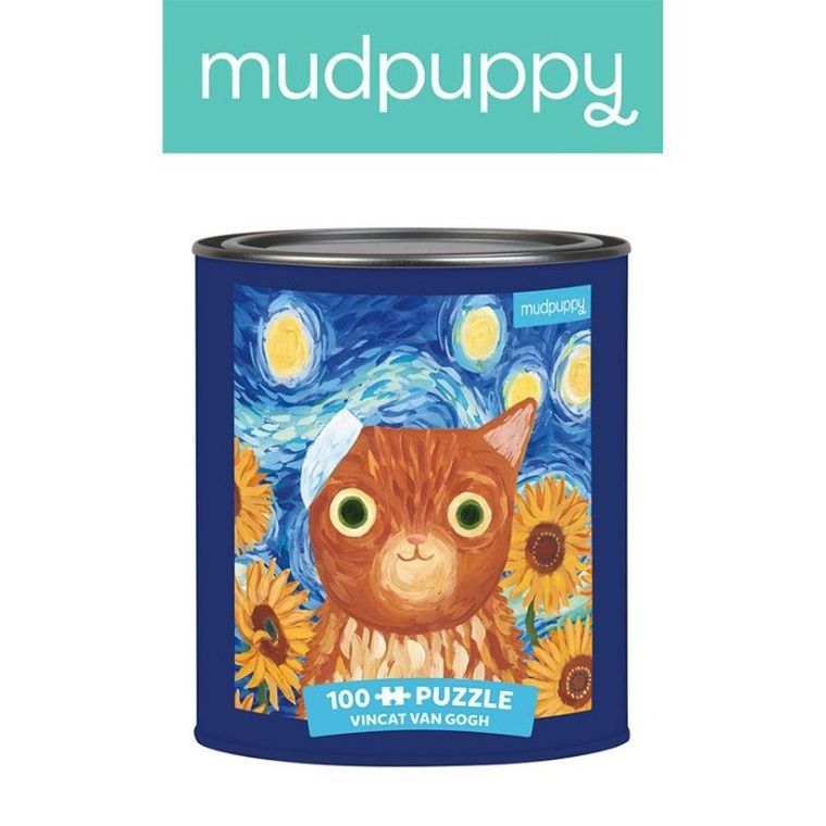 Mudpuppy, kotoartyści, Vincat van Gogh, puzzle w puszce, 100 elementów