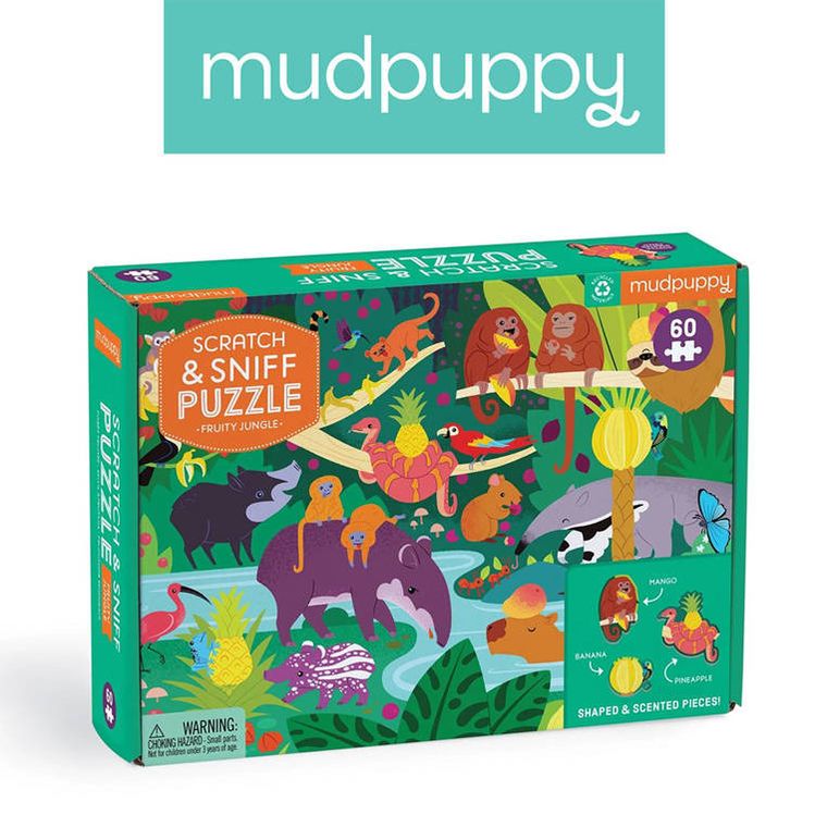 Mudpuppy, Owocowa dżungla, puzzle sensoryczne, 60 elementów