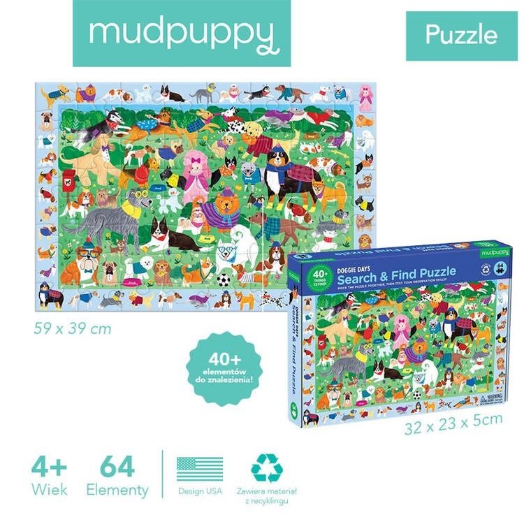 Mudpuppy, Park dla psów, puzzle obserwacyjne, 64 elementy