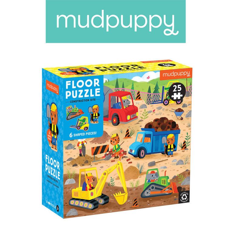 Mudpuppy, Plac budowy, puzzle podłogowe, 25 elementów