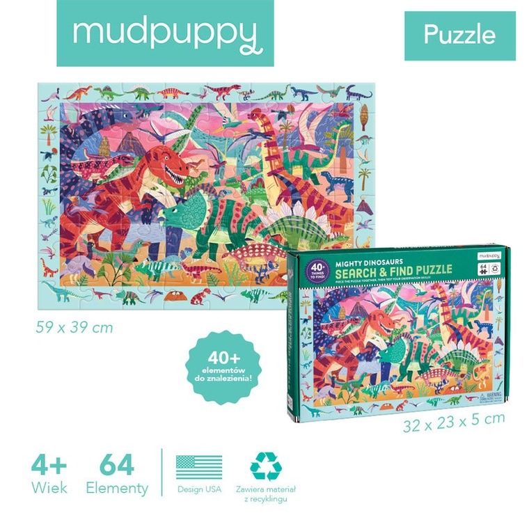 Mudpuppy, Potężne dinozaury, puzzle obserwacyjne, 64 elementy