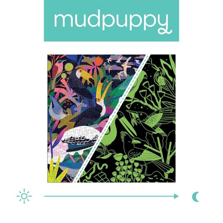 Mudpuppy, Ptaki, puzzle świecące w ciemności, 500 elementów