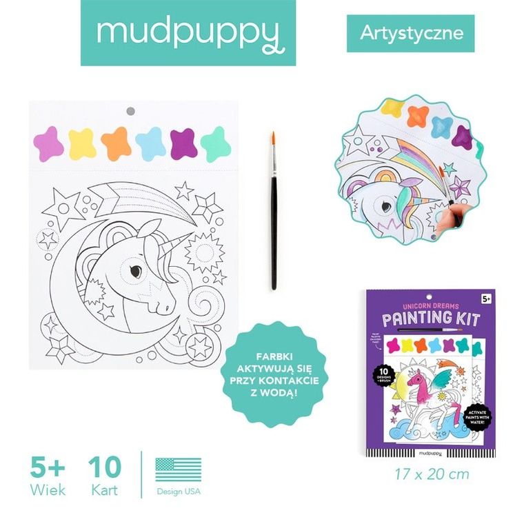 Mudpuppy, Sen jednorożca, kolorowanka akwarelowa z pędzelkiem