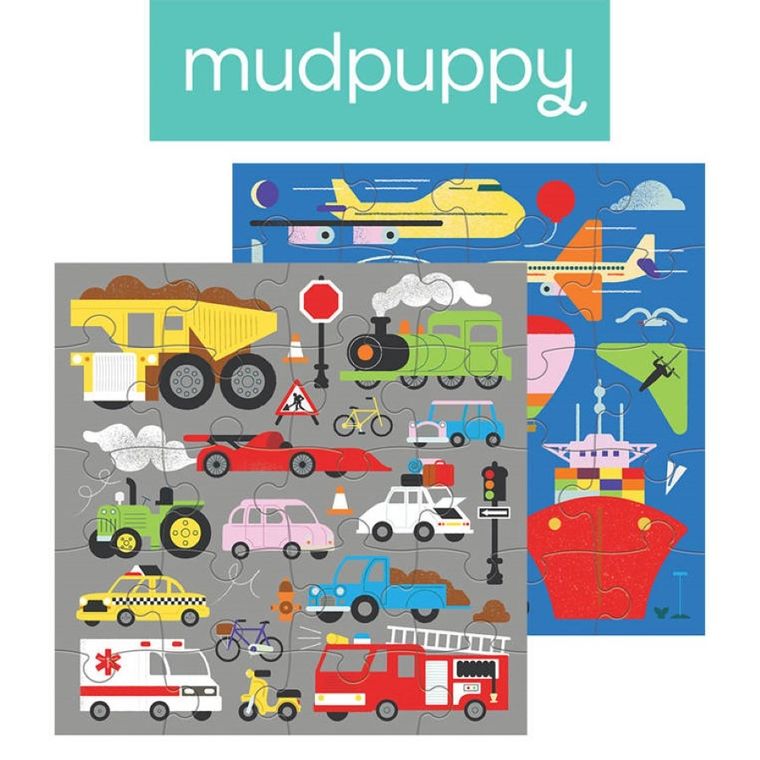 Mudpuppy, Środki transportu, puzzle magnetyczne 2w1, 20 elementów
