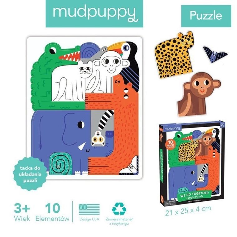 Mudpuppy, Wszyscy razem, puzzle układanka, Dżungla, 10 elementów