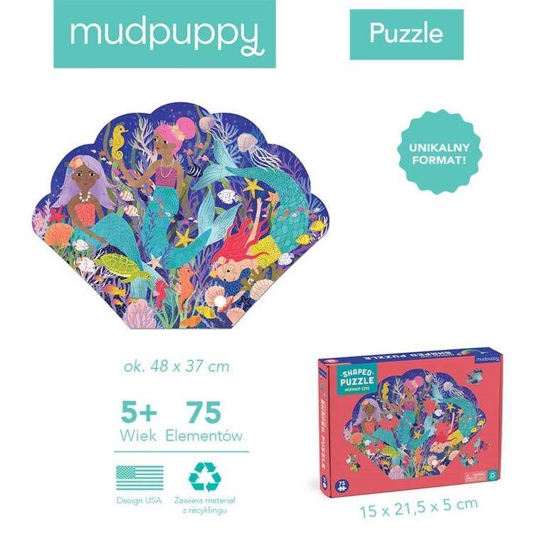 Mudpuppy, Zatoczka syren, puzzle konturowe, 75 elementów