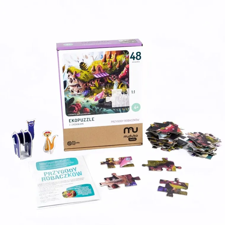 Muduko, Przygody robaczków, ekopuzzle z zadaniami, 48 elementów