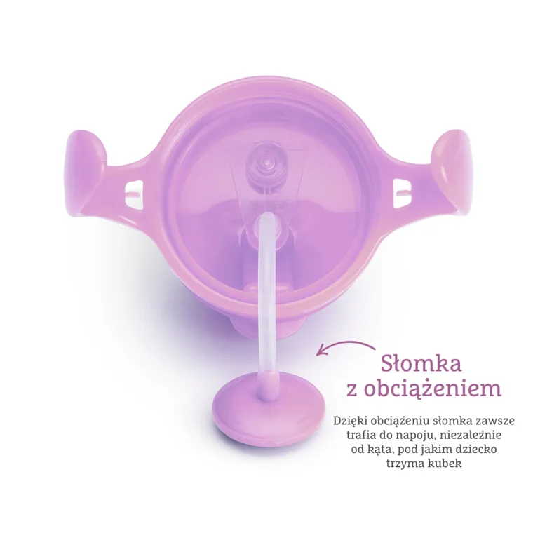 Munchkin, kubek niekapek ze słomką, fioletowy, 207 ml