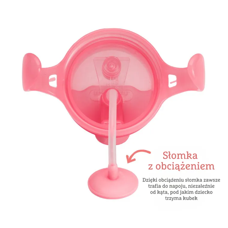 Munchkin, kubek niekapek ze słomką, różowy, 207 ml