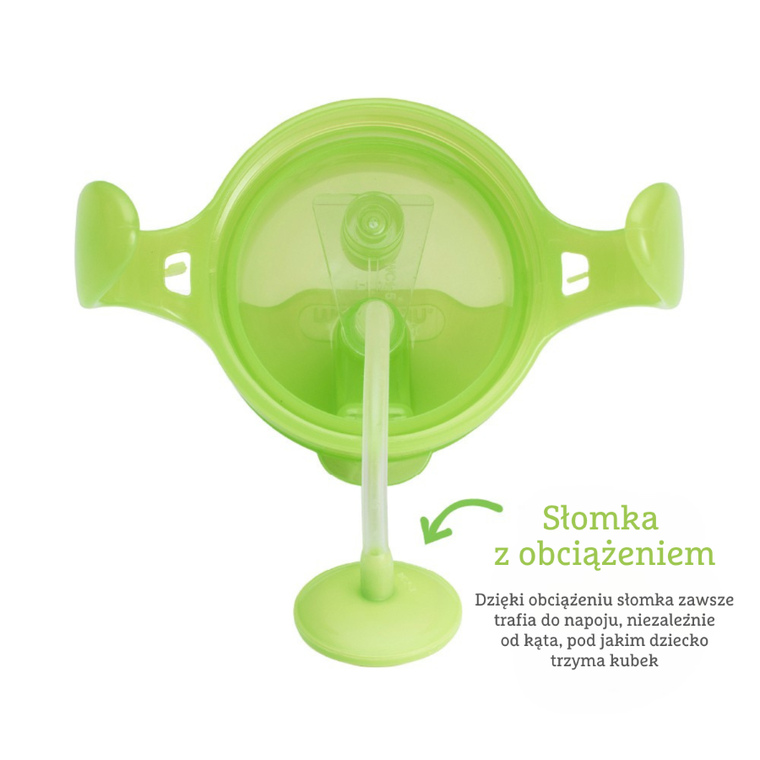 Munchkin, kubek niekapek ze słomką, zielony, 207 ml