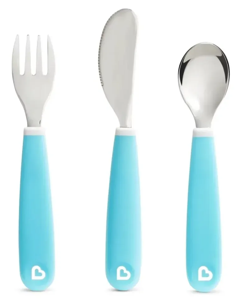 Munchkin, zestaw stalowych sztućców dla dzieci, niebieski
