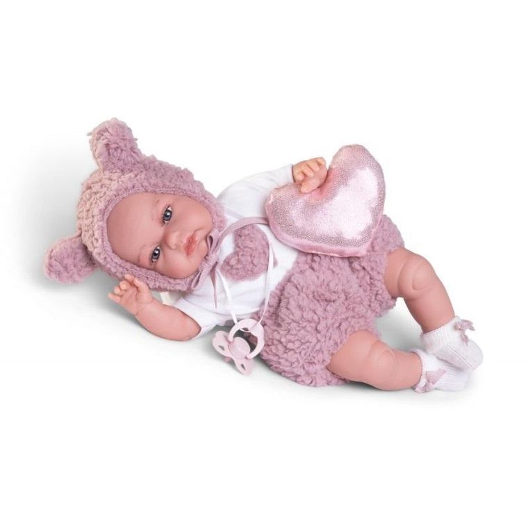 Munecas Antonio Juan, Baby Toneta Posturitas, lalka hiszpańska, różowa, 34 cm