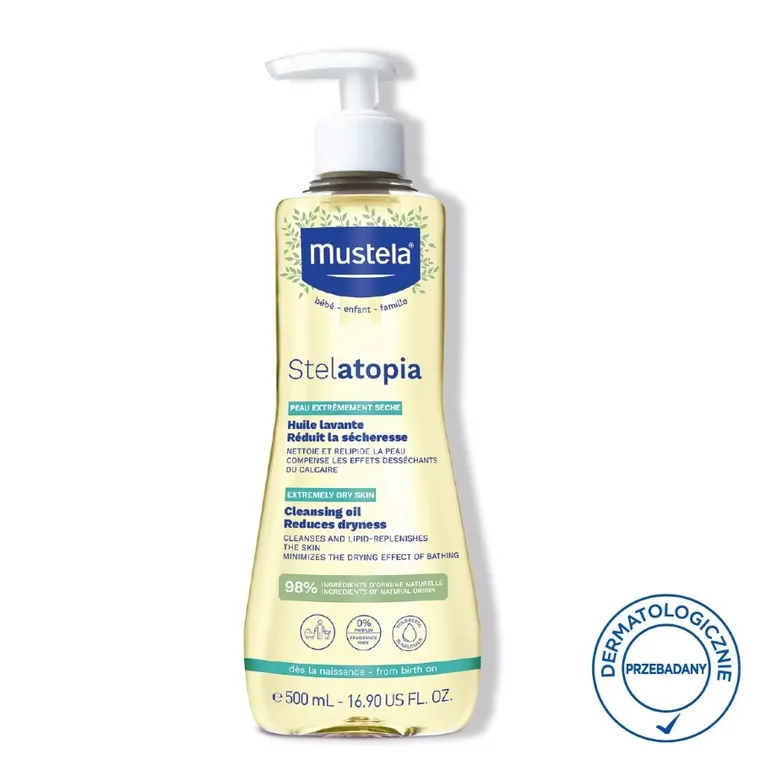Mustela, Stelatopia Cleansing Oil, olejek do mycia dla dzieci i niemowląt od 1 dnia życia, 500 ml