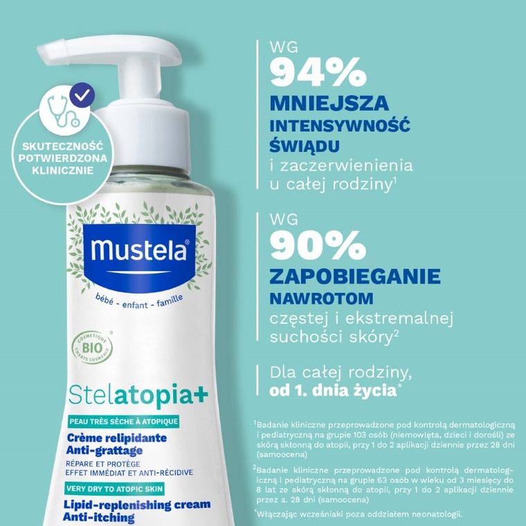 Mustela, Stelatopia+ Lipid-Replenishing Cream, krem uzupełniający lipidy, 300 ml