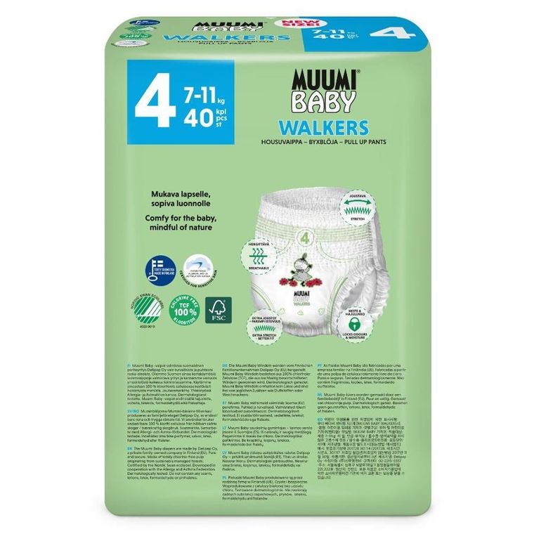 Muumi Baby, pieluchomajtki ekologiczne 4, 7-11 kg, 40 szt.