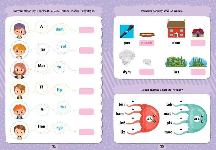 Naklejam i czytam sylabami. Pierwsze zadania do nauki czytania