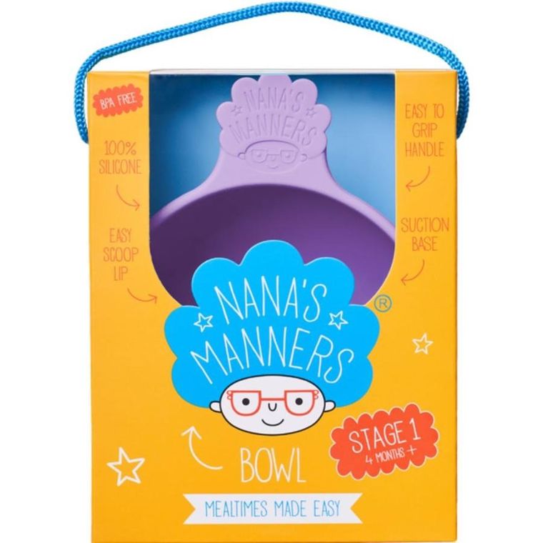 Nana's Manners, miska silikonowa z przyssawką i uchwytem, fioletowa