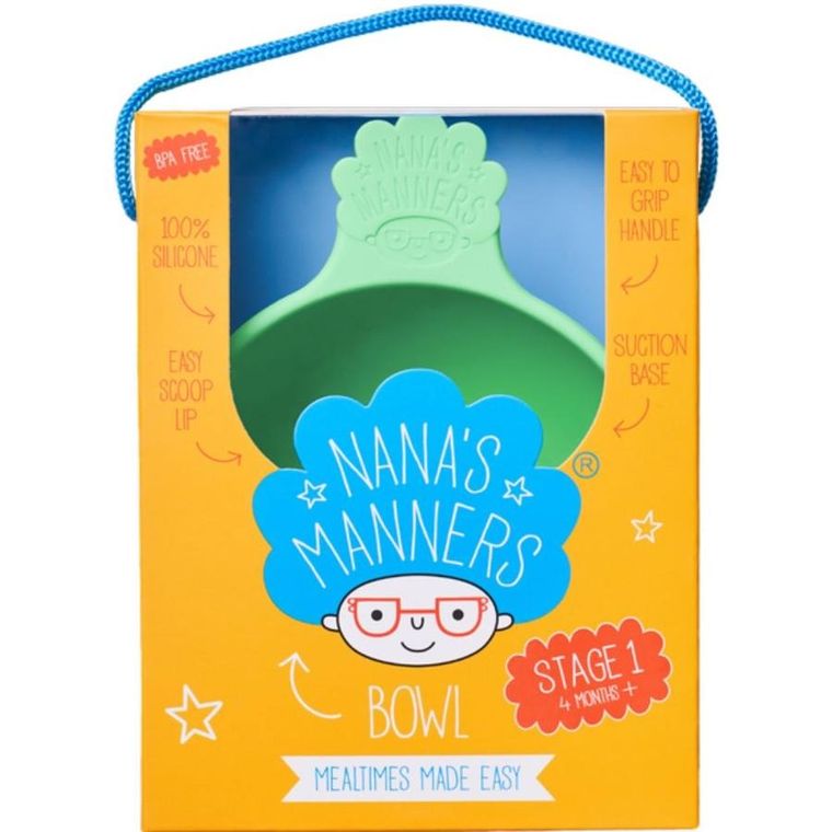 Nana's Manners, miska silikonowa z przyssawką i uchwytem, zielona