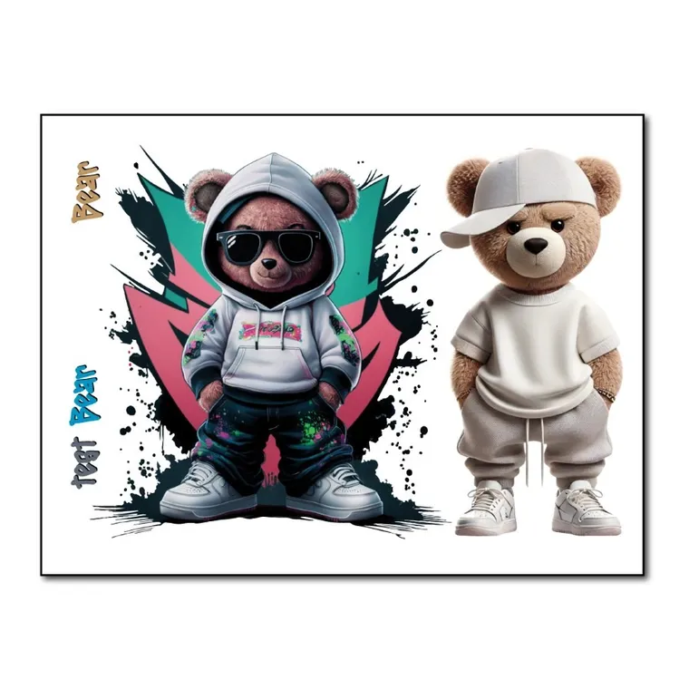 Naprasowanki, naplamki, 2 Misie, zestaw Hip Hop