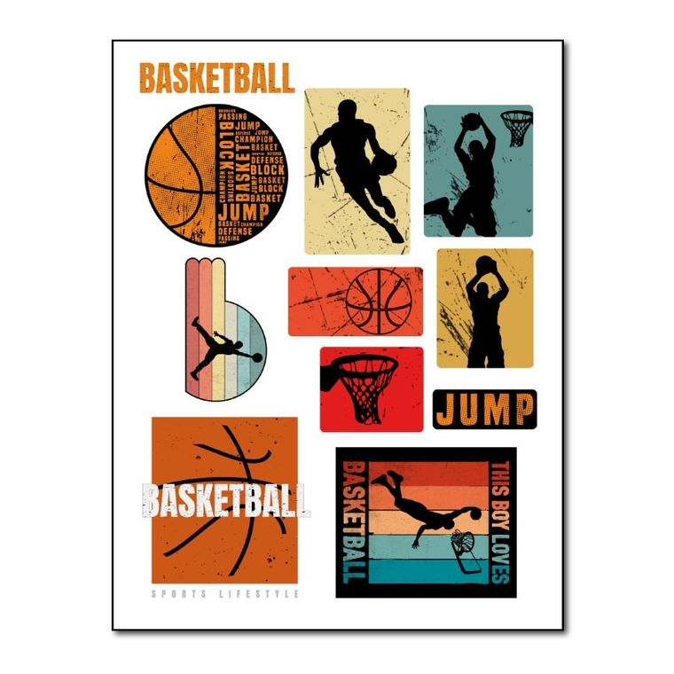 Naprasowanki, naplamki, Koszykówka, 10 elementów