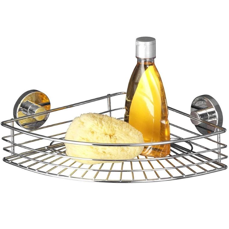 Narożna półka łazienkowa, Bari, Vacuum-Loc, stal chromowana