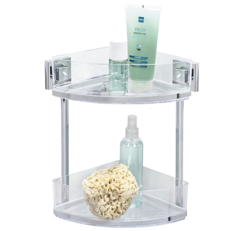 Narożna półka łazienkowa, Quadro, Vacuum-Loc pod prysznic, 2 poziomy