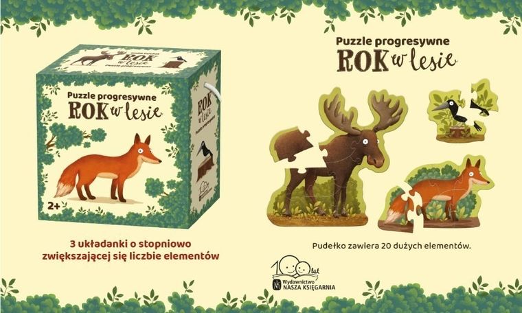 Nasza Księgarnia, Rok w lesie, puzzle progresywne, 20 elementów