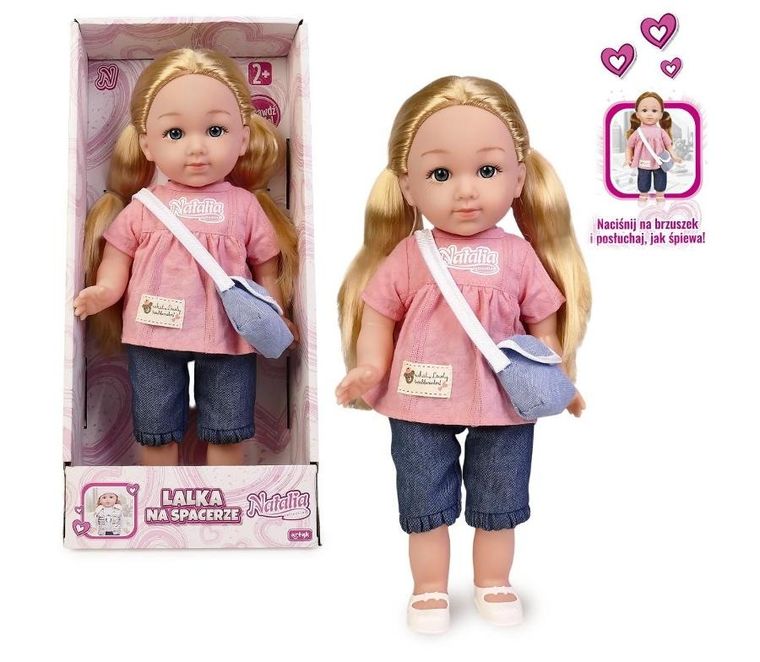 Natalia, lalka bobas w różowej tunice, 36 cm