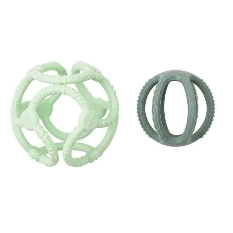 Nattou, gryzak silikonowy, kula 2w1 bez BPA, miętowa, 10 cm
