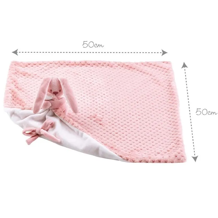 Nattou, Lapidou pineapple, pluszowy kocyk z króliczkiem, różowo-biały, 50-50 cm