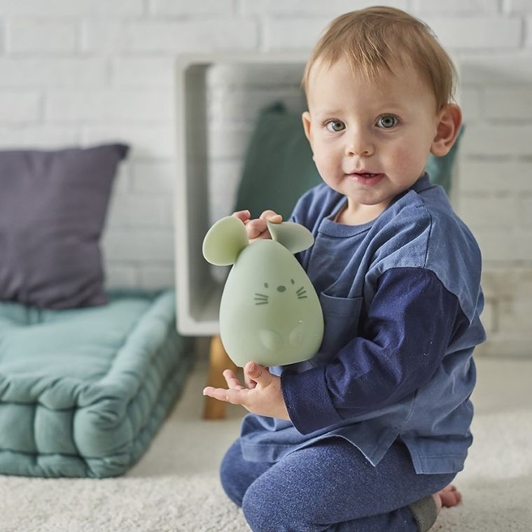 Nattou, silikonowa lampka nocna, myszka, 12 cm