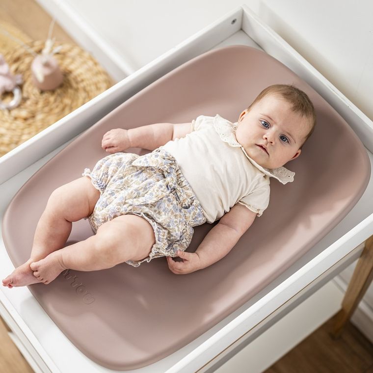 Nattou, Softy, miękka mata do przewijania, dusty pink, 50-70 cm