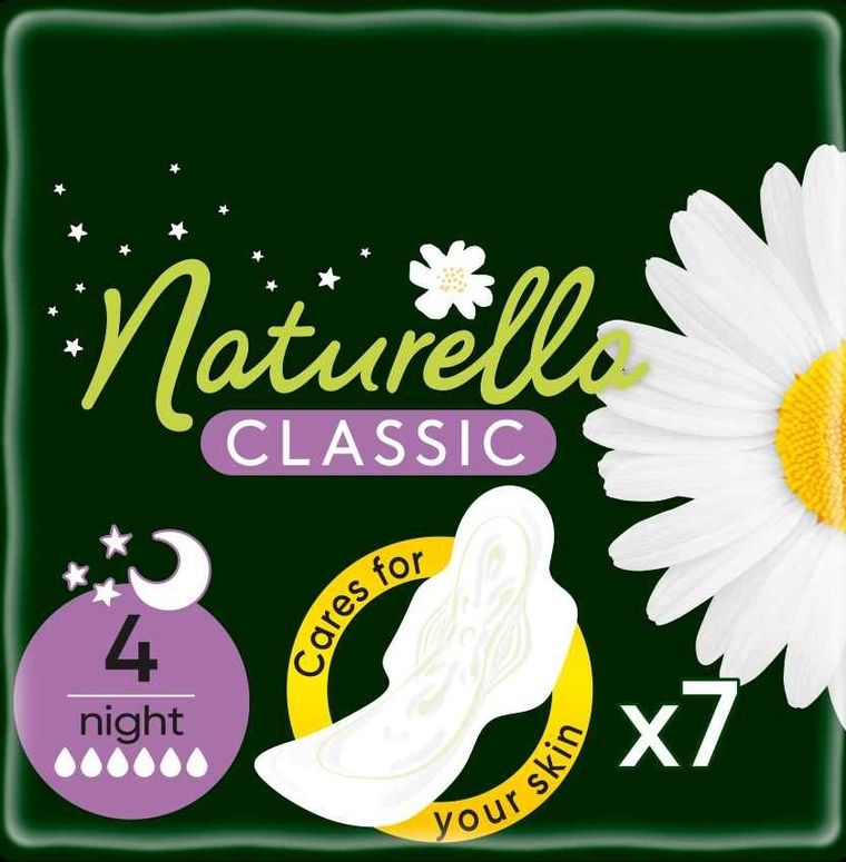 Naturella, Classic Night Camomile, podpaski ze skrzydełkami, 7 szt.