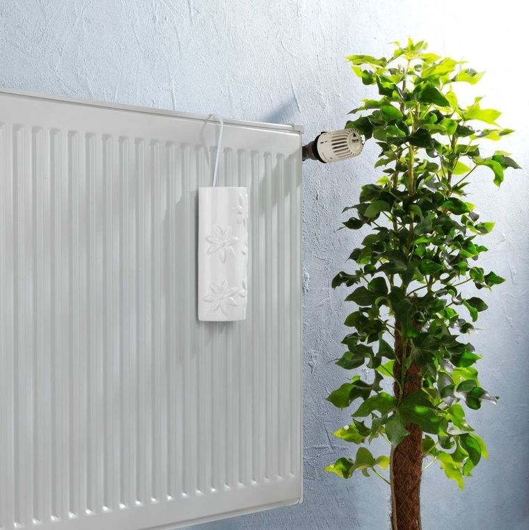 Nawilżacz powietrza na kaloryfer, ceramika, biały w kwiaty