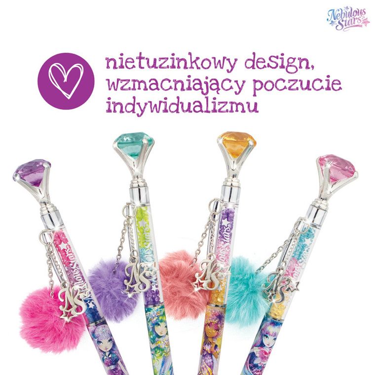 Nebulous Stars, Isadora, długopis z kryształem i charmsami, niebieski