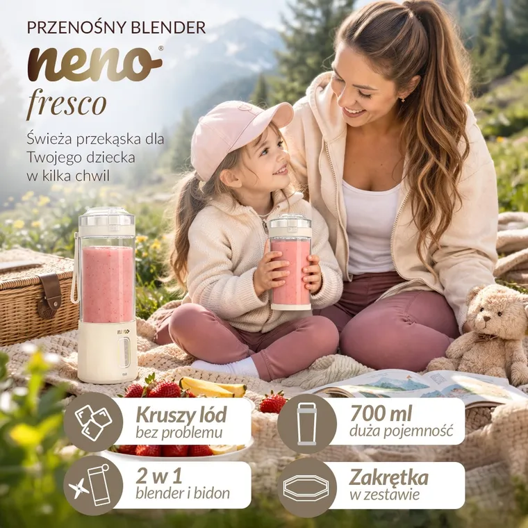 Neno, Fresco, przenośny blender, 360 W, beżowy, 700 ml