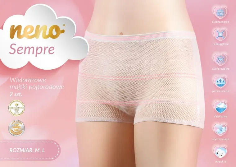 Neno, Sempre, wielorazowe majtki poporodowe, rozmiar L, 2 szt.