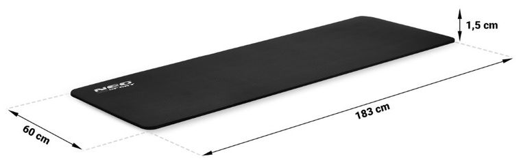 Neo-Sport, mata do ćwiczeń, gruba, 183-60 cm, czarna