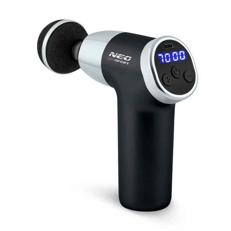 Neo-Sport, pistolet do masażu ciała, 8 nakładek, czarny