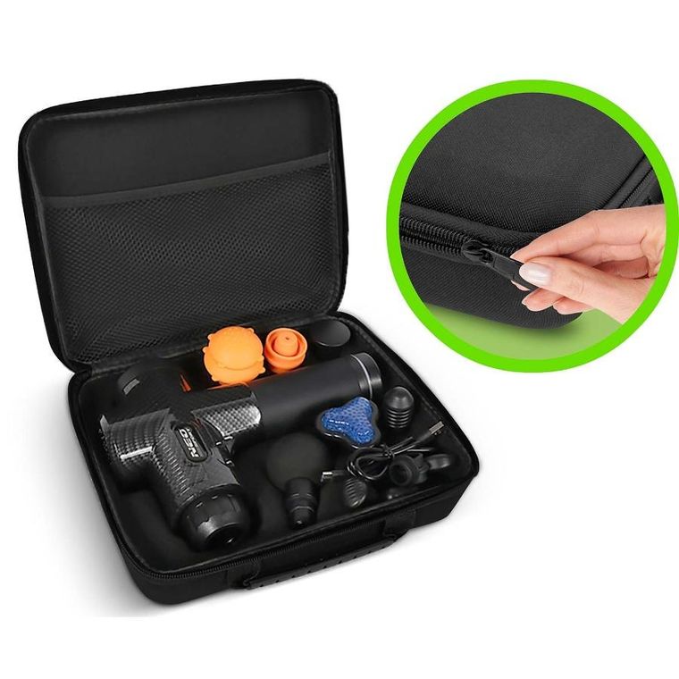 Neo-Sport, pistolet do masażu ciała, czarny, 9 nakładek, NS-503