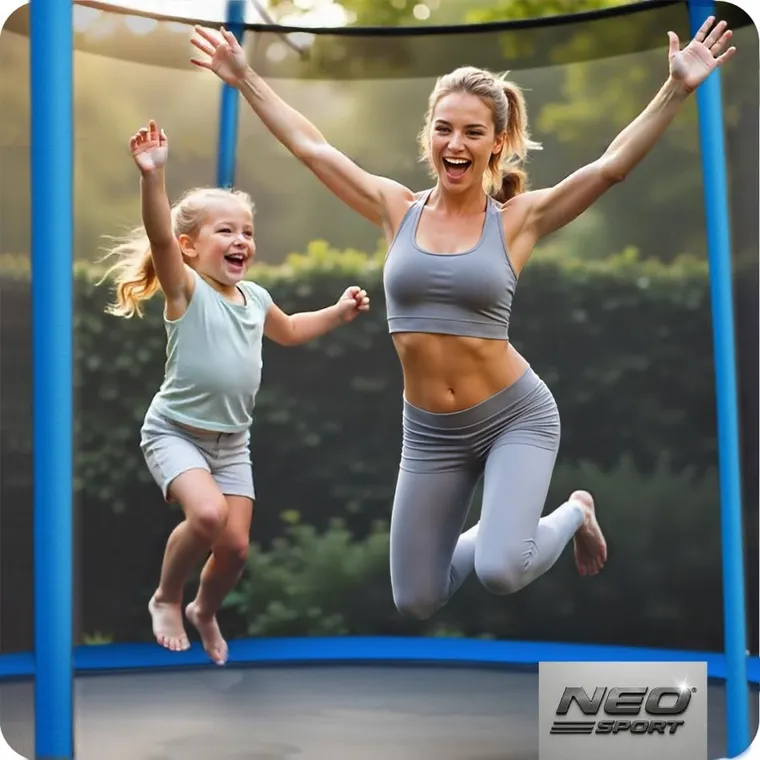 Neo-Sport, trampolina ogrodowa siatką wewnętrzna i drabinką, 8ft/252 cm