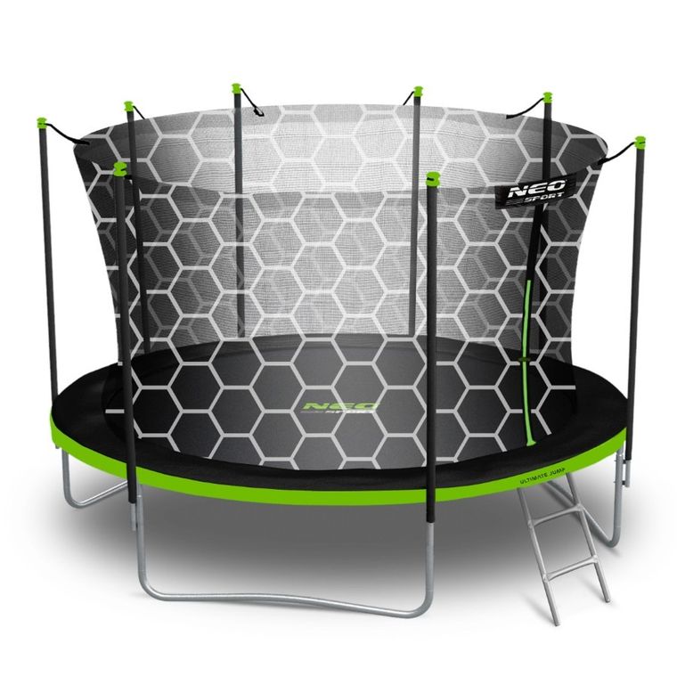 Neo-Sport, trampolina ogrodowa z siatką wewnętrzną i drabinką, 13ft/404 cm