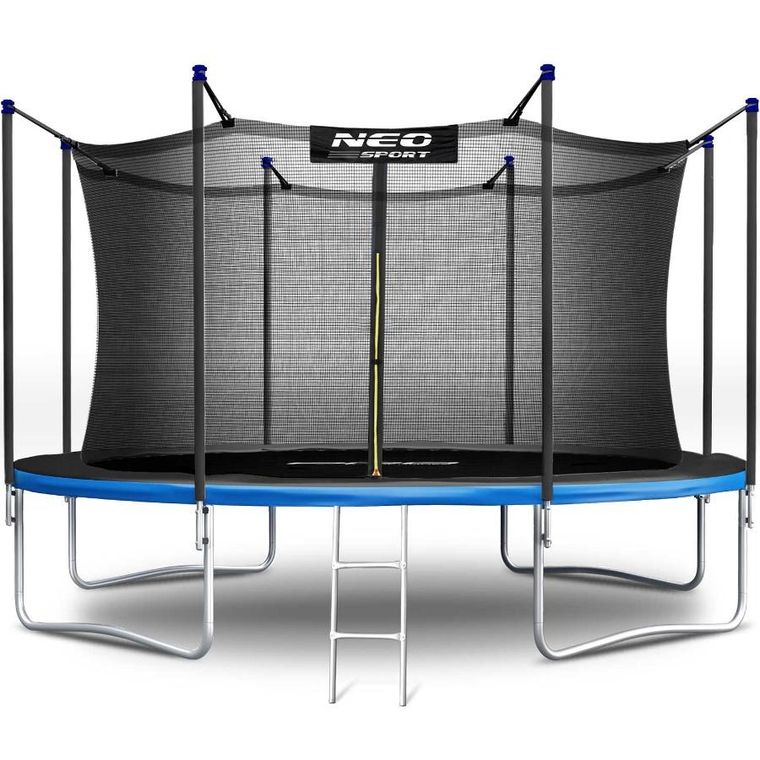 Neo-Sport, trampolina ogrodowa z siatką wewnętrzną i drabinką, 13ft/404 cm