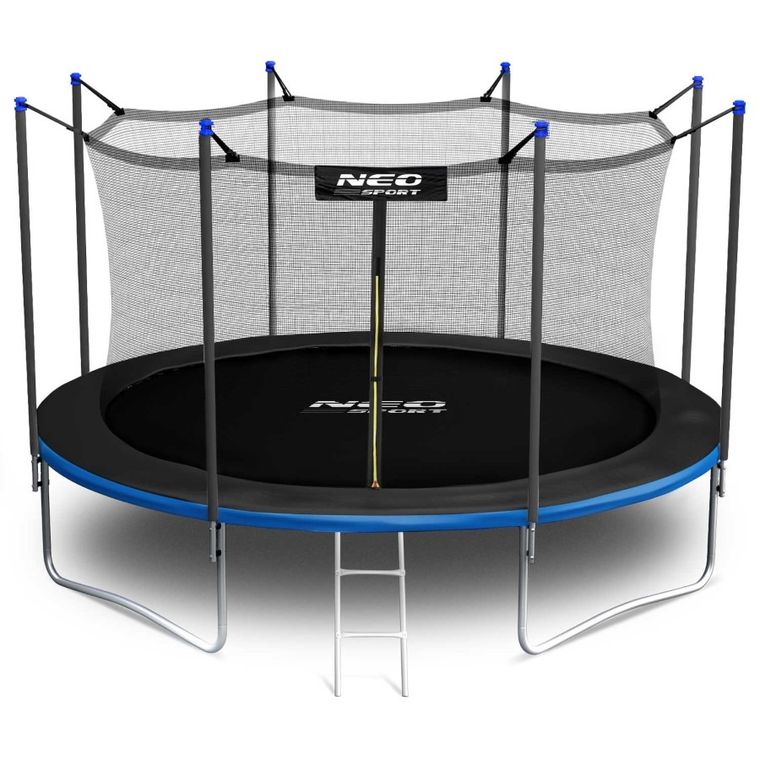 Neo-Sport, trampolina ogrodowa z siatką wewnętrzną i drabinką, 14ft/435 cm