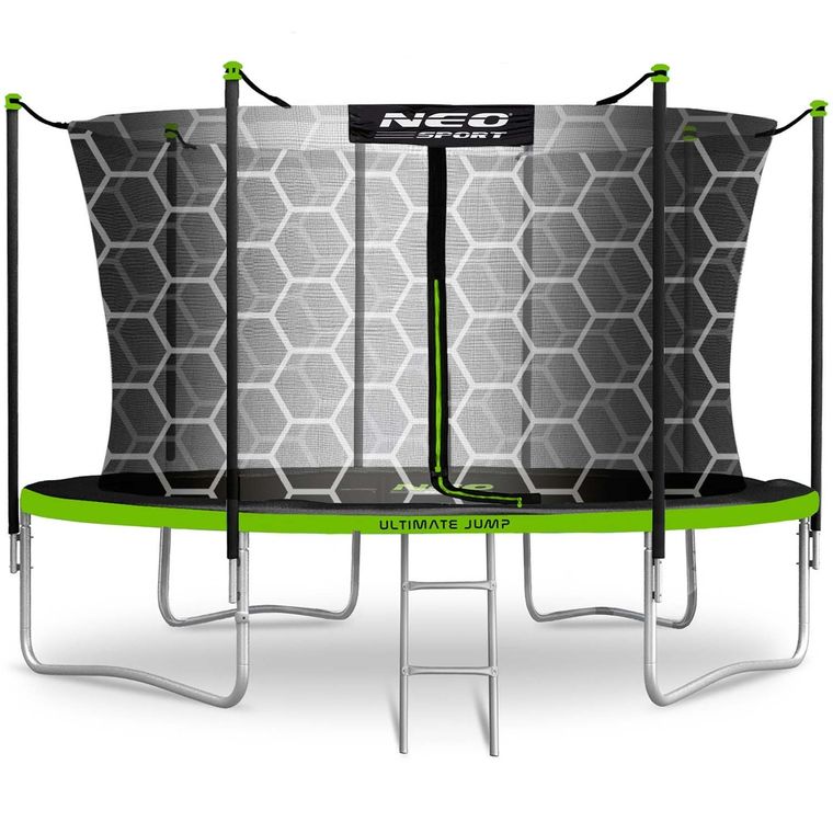 Neo-Sport, trampolina ogrodowa z siatką wewnętrzną i drabinką, 14ft/435 cm